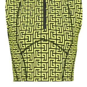 Balmain Neon Yellow Black Logo-Print Crop Top